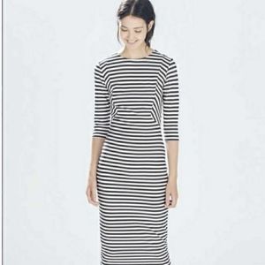 Zara navy white stripes bodycon dress XS XXS 0 00